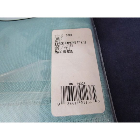 Furio Satin Stripe Oblong Tablecloth Four Napkin Set NOS Vintage 1996 Jade Green - Picture 12 of 13
